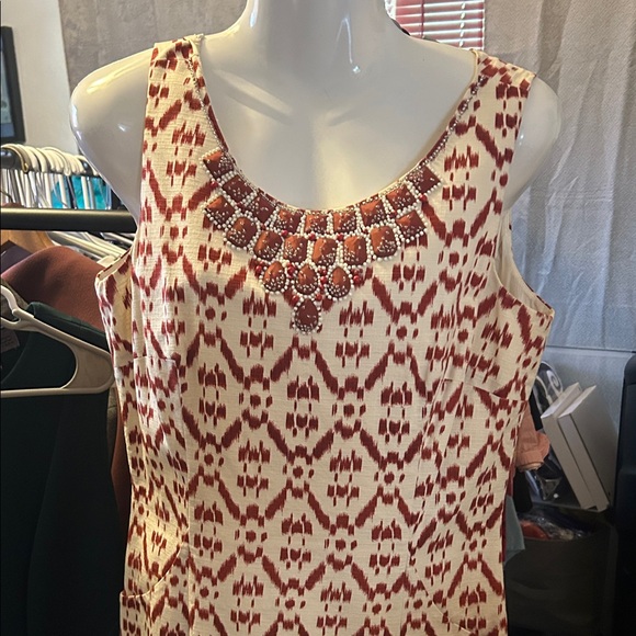 Gorgeous Antonio Melani Sleeveless Dress - Red and Cream W Pockets! - Picture 2 of 15